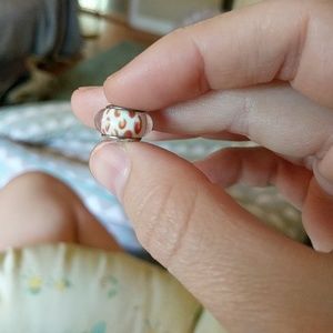 Pandora Murano Glass Orange Leopard Print Charm